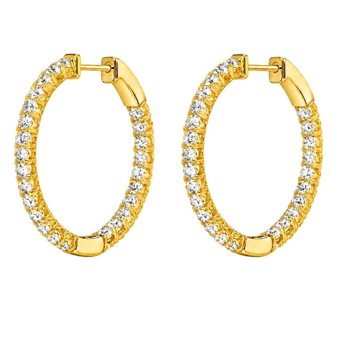 Lab-Grown Diamond Round Hoop Earrings in 14K White Gold or 14K Yellow Gold