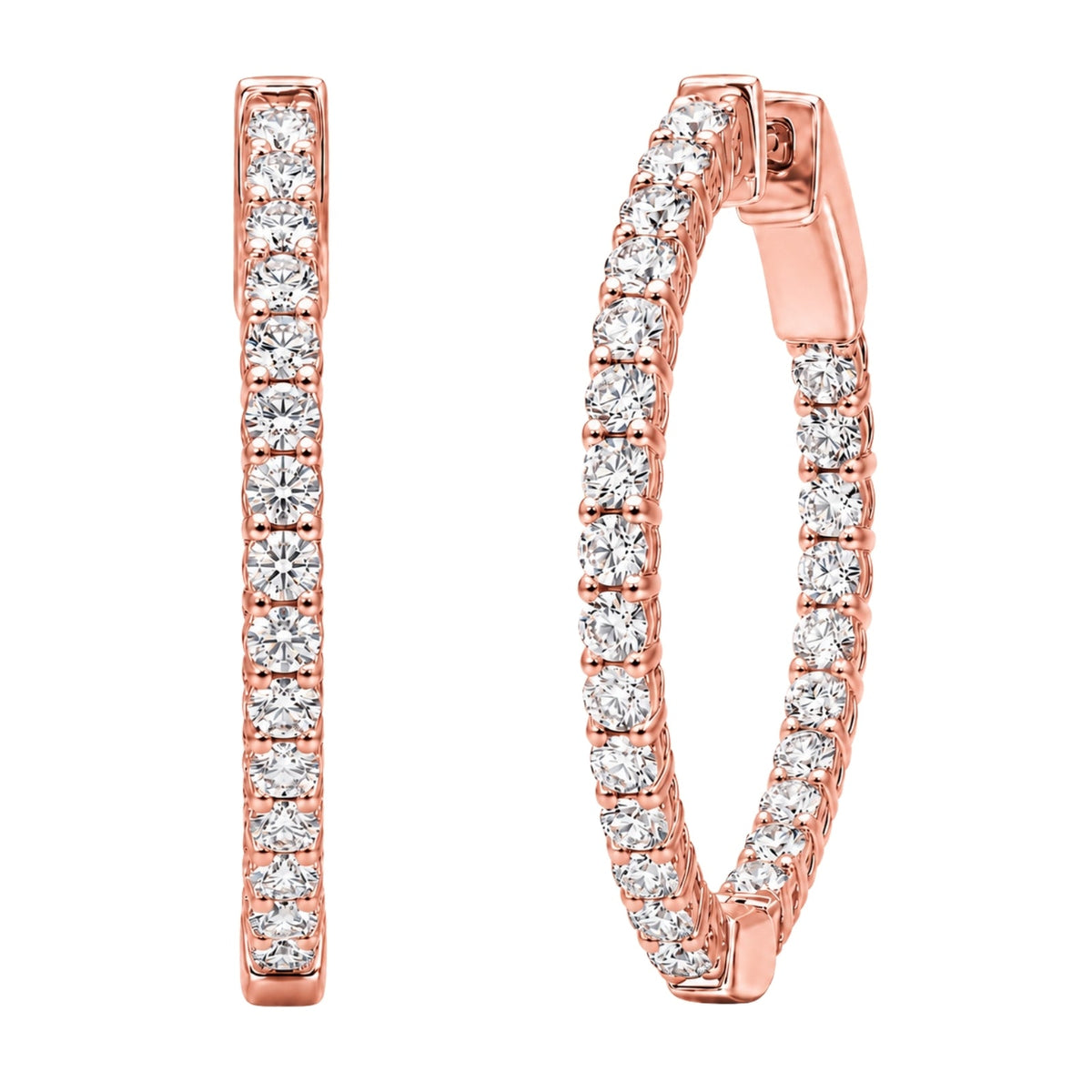 Lab-Grown Diamond Round Hoop Earrings in 14K White Gold or 14K Yellow Gold