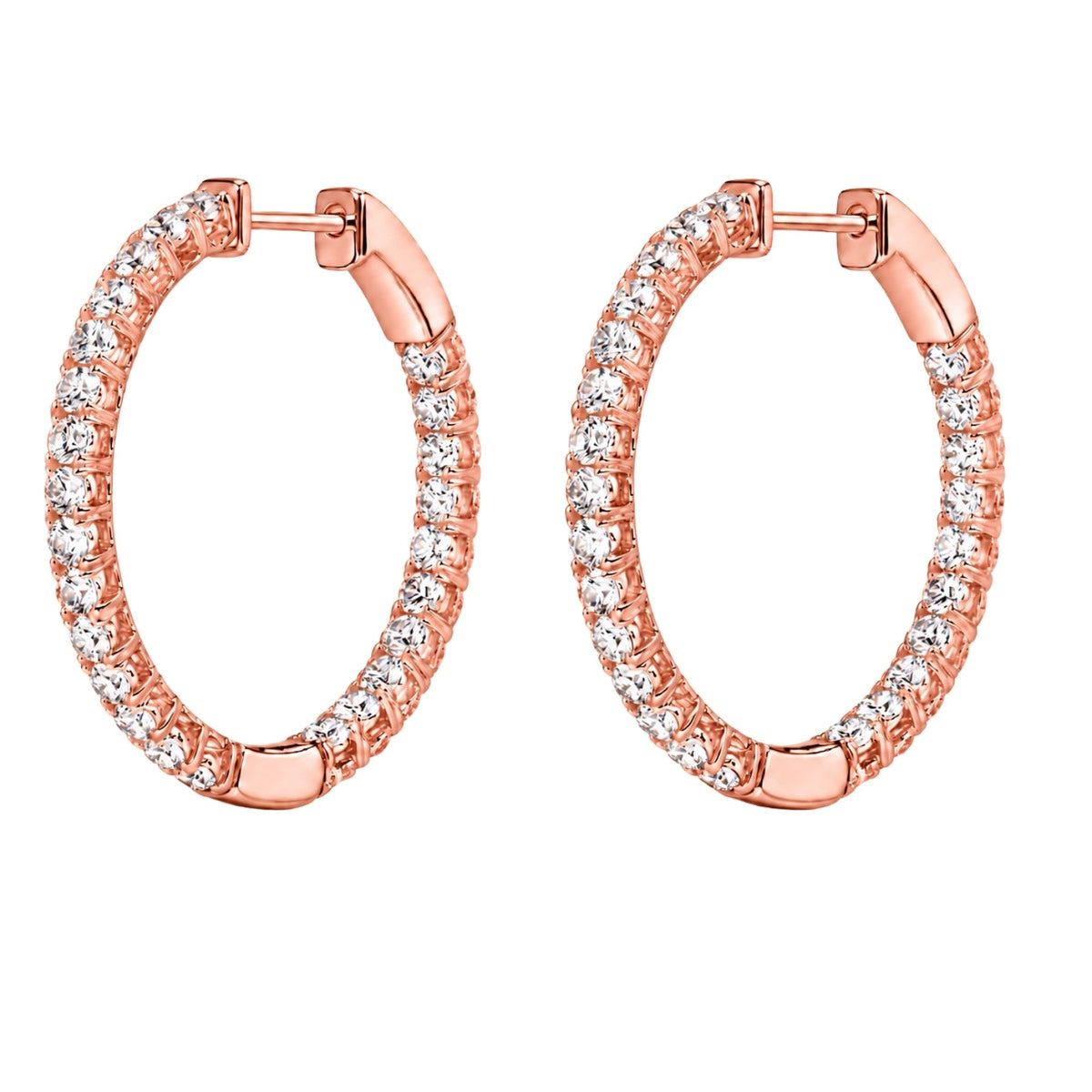 Lab-Grown Diamond Round Hoop Earrings in 14K White Gold or 14K Yellow Gold