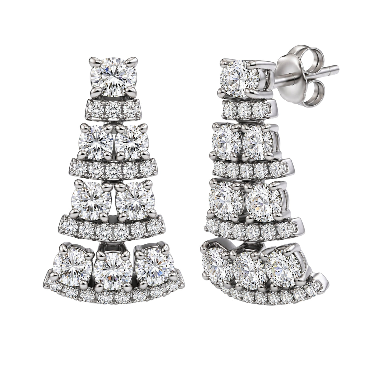 3 ct. T.W. Lab-Grown Diamond Oval/Round Drop Earrings in 14K White Gold or 14K Yellow Gold