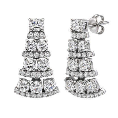 3 ct. T.W. Lab-Grown Diamond Oval/Round Drop Earrings in 14K White Gold or 14K Yellow Gold