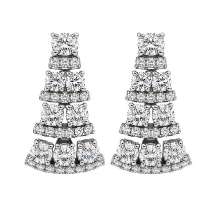 3 ct. T.W. Lab-Grown Diamond Oval/Round Drop Earrings in 14K White Gold or 14K Yellow Gold