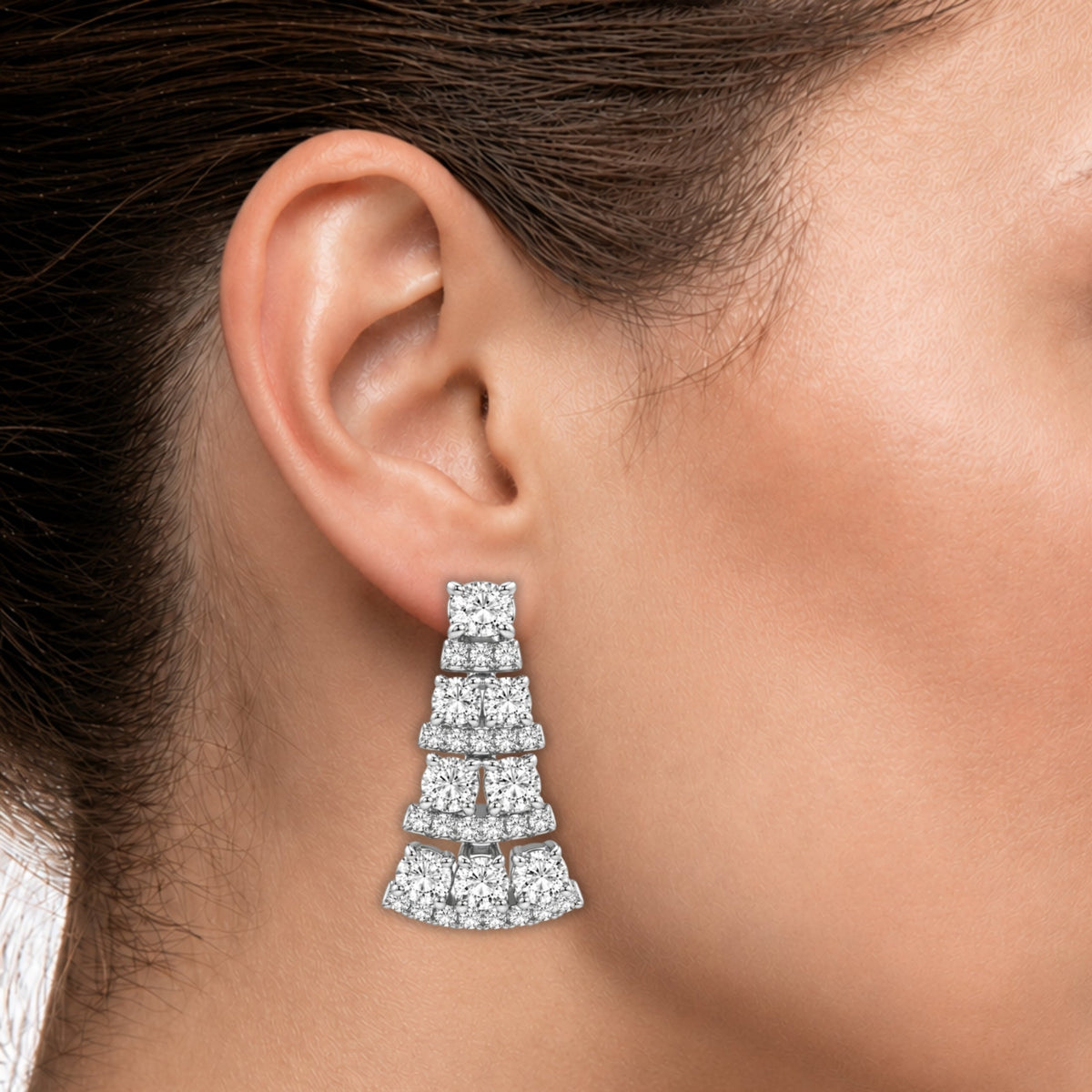 3 ct. T.W. Lab-Grown Diamond Oval/Round Drop Earrings in 14K White Gold or 14K Yellow Gold