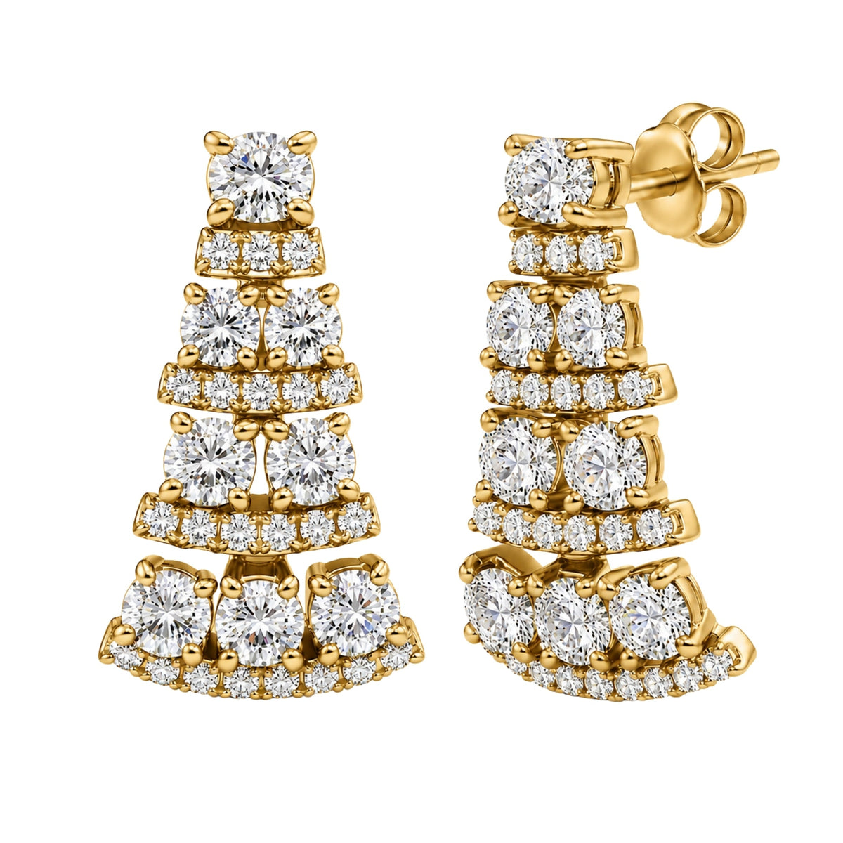 3 ct. T.W. Lab-Grown Diamond Oval/Round Drop Earrings in 14K White Gold or 14K Yellow Gold