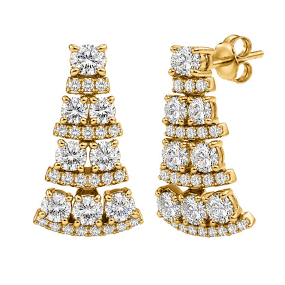 3 ct. T.W. Lab-Grown Diamond Oval/Round Drop Earrings in 14K White Gold or 14K Yellow Gold