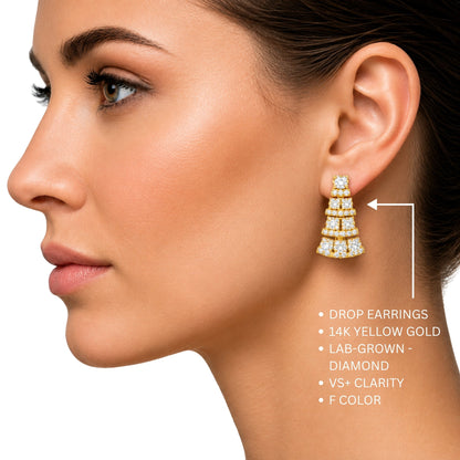 3 ct. T.W. Lab-Grown Diamond Oval/Round Drop Earrings in 14K White Gold or 14K Yellow Gold