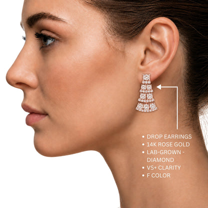 3 ct. T.W. Lab-Grown Diamond Oval/Round Drop Earrings in 14K White Gold or 14K Yellow Gold