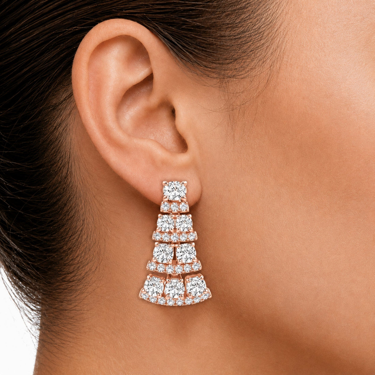 3 ct. T.W. Lab-Grown Diamond Oval/Round Drop Earrings in 14K White Gold or 14K Yellow Gold
