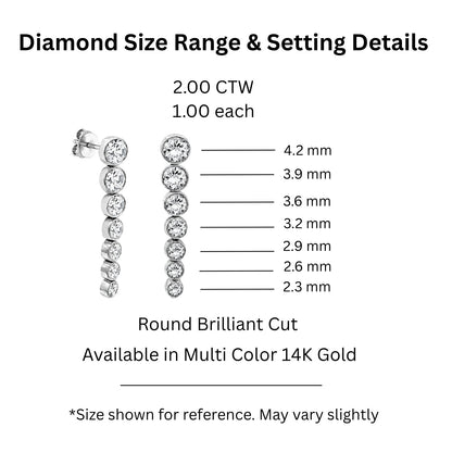 2 ct. T.W. Lab-Grown Diamond Round Drop Earrings in 14K White Gold or 14K Yellow Gold
