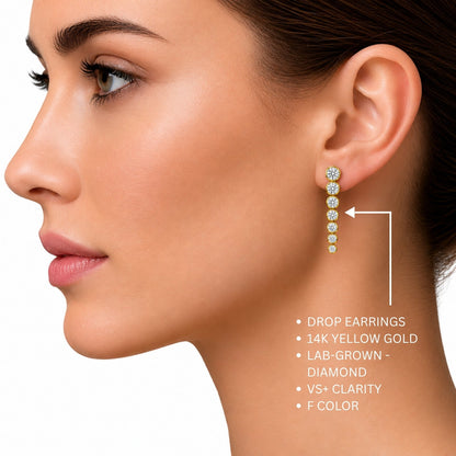 2 ct. T.W. Lab-Grown Diamond Round Drop Earrings in 14K White Gold or 14K Yellow Gold