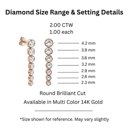 2 ct. T.W. Lab-Grown Diamond Round Drop Earrings in 14K White Gold or 14K Yellow Gold