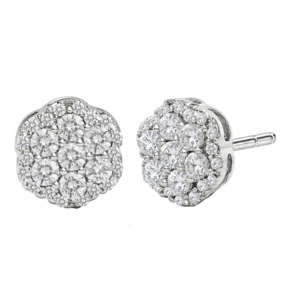 Lab-Grown Diamond Round Cluster Earrings in 14K White Gold or 14K Yellow Gold