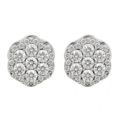 Lab-Grown Diamond Round Cluster Earrings in 14K White Gold or 14K Yellow Gold