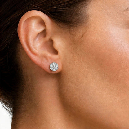 Lab-Grown Diamond Round Cluster Earrings in 14K White Gold or 14K Yellow Gold