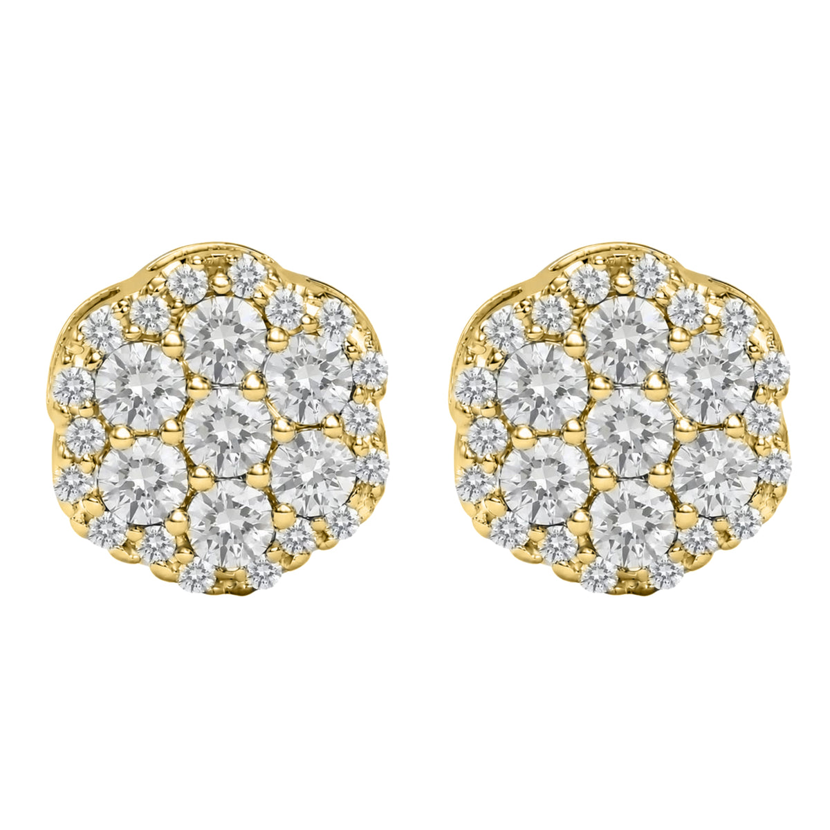 Lab-Grown Diamond Round Cluster Earrings in 14K White Gold or 14K Yellow Gold