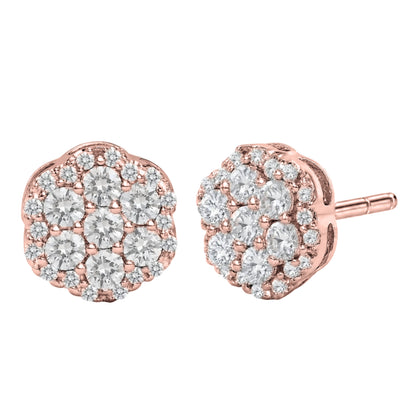 Lab-Grown Diamond Round Cluster Earrings in 14K White Gold or 14K Yellow Gold