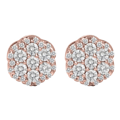 Lab-Grown Diamond Round Cluster Earrings in 14K White Gold or 14K Yellow Gold