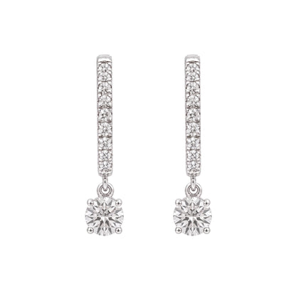 Lab-Grown Diamond Round Hoop Earrings in 14K White Gold or 14K Yellow Gold