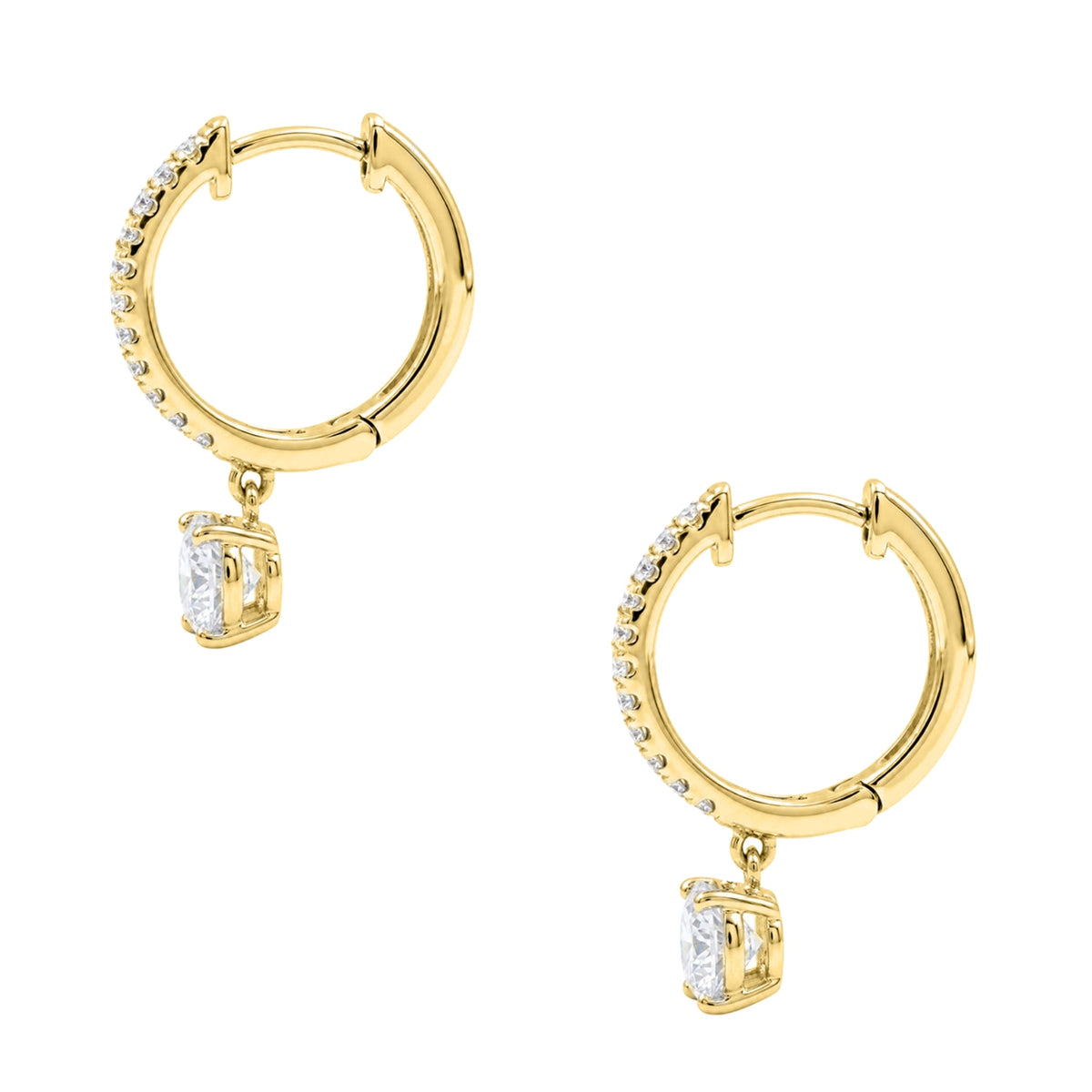 Lab-Grown Diamond Round Hoop Earrings in 14K White Gold or 14K Yellow Gold