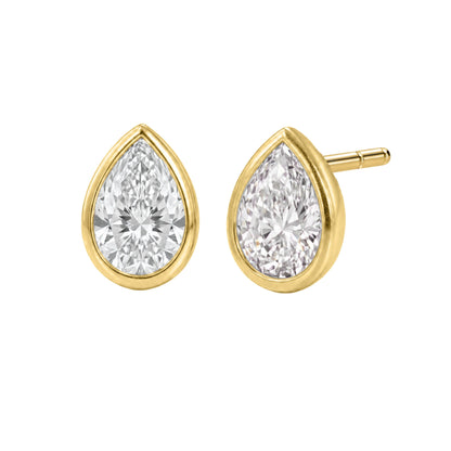 Lab-Grown Diamond Pear Bezel Stud Earrings in 14K White Gold or 14K Yellow Gold