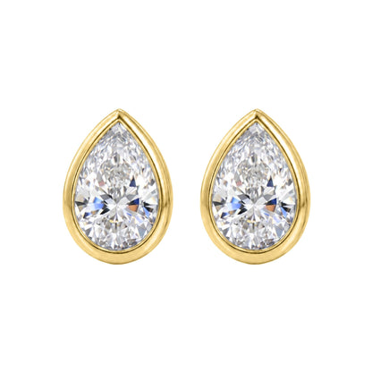 Lab-Grown Diamond Pear Bezel Stud Earrings in 14K White Gold or 14K Yellow Gold