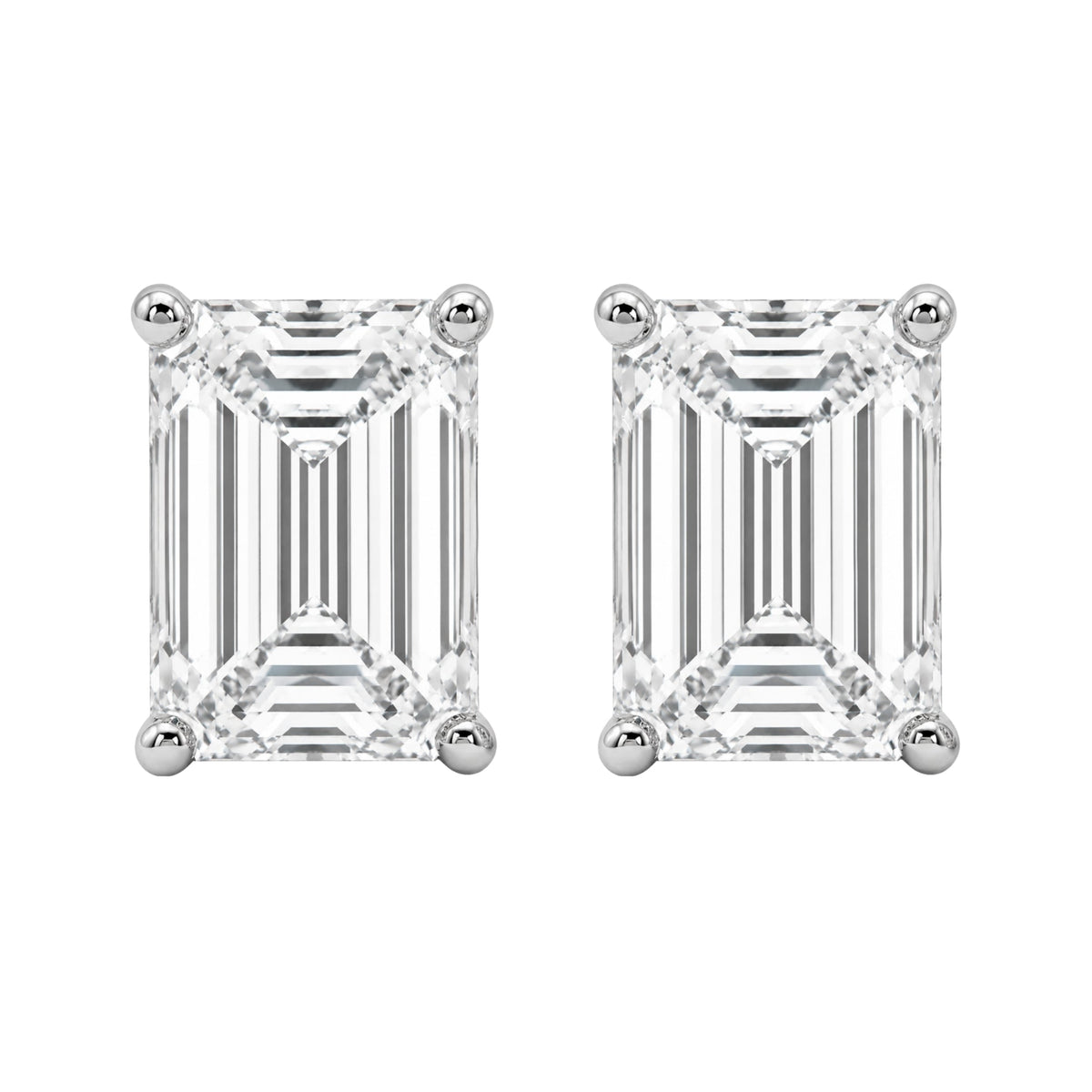Lab-Grown Diamond Emerald-Cut Stud Earrings in 14K White Gold or 14K Yellow Gold