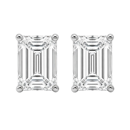 Lab-Grown Diamond Emerald-Cut Stud Earrings in 14K White Gold or 14K Yellow Gold