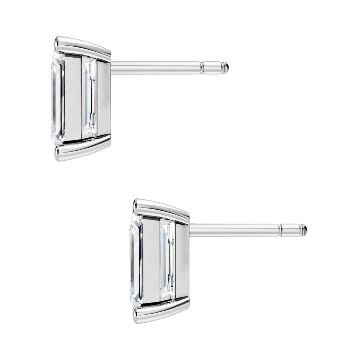 Lab-Grown Diamond Emerald-Cut Stud Earrings in 14K White Gold or 14K Yellow Gold