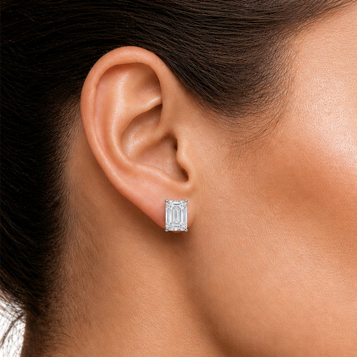 Lab-Grown Diamond Emerald-Cut Stud Earrings in 14K White Gold or 14K Yellow Gold