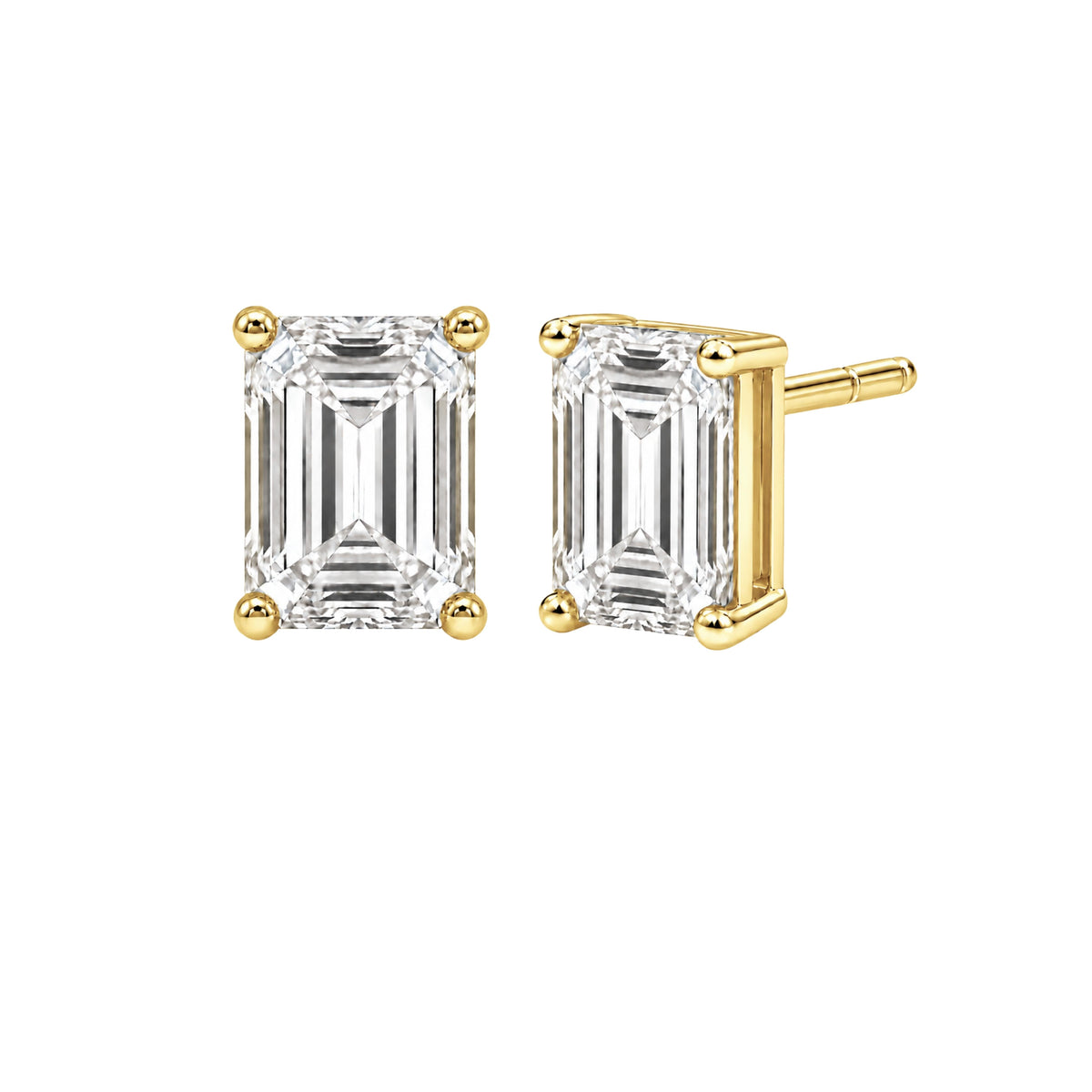 Lab-Grown Diamond Emerald-Cut Stud Earrings in 14K White Gold or 14K Yellow Gold
