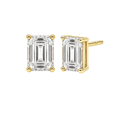 Lab-Grown Diamond Emerald-Cut Stud Earrings in 14K White Gold or 14K Yellow Gold