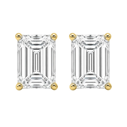 Lab-Grown Diamond Emerald-Cut Stud Earrings in 14K White Gold or 14K Yellow Gold