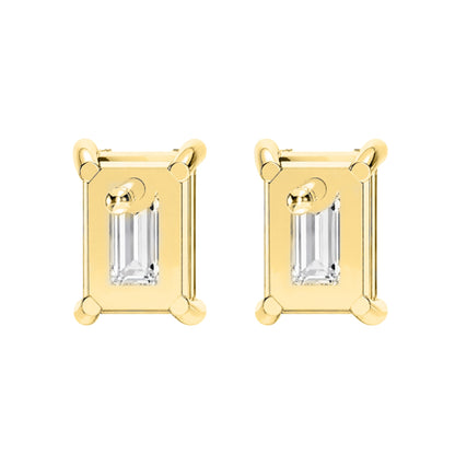 Lab-Grown Diamond Emerald-Cut Stud Earrings in 14K White Gold or 14K Yellow Gold