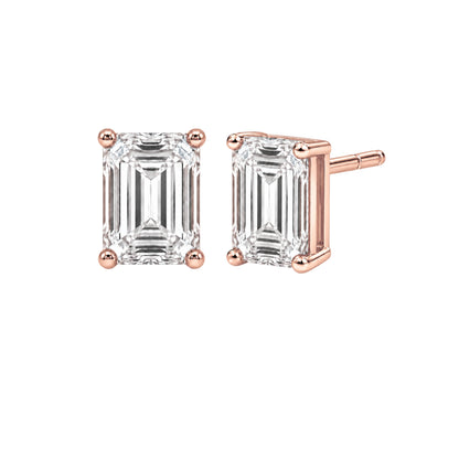 Lab-Grown Diamond Emerald-Cut Stud Earrings in 14K White Gold or 14K Yellow Gold