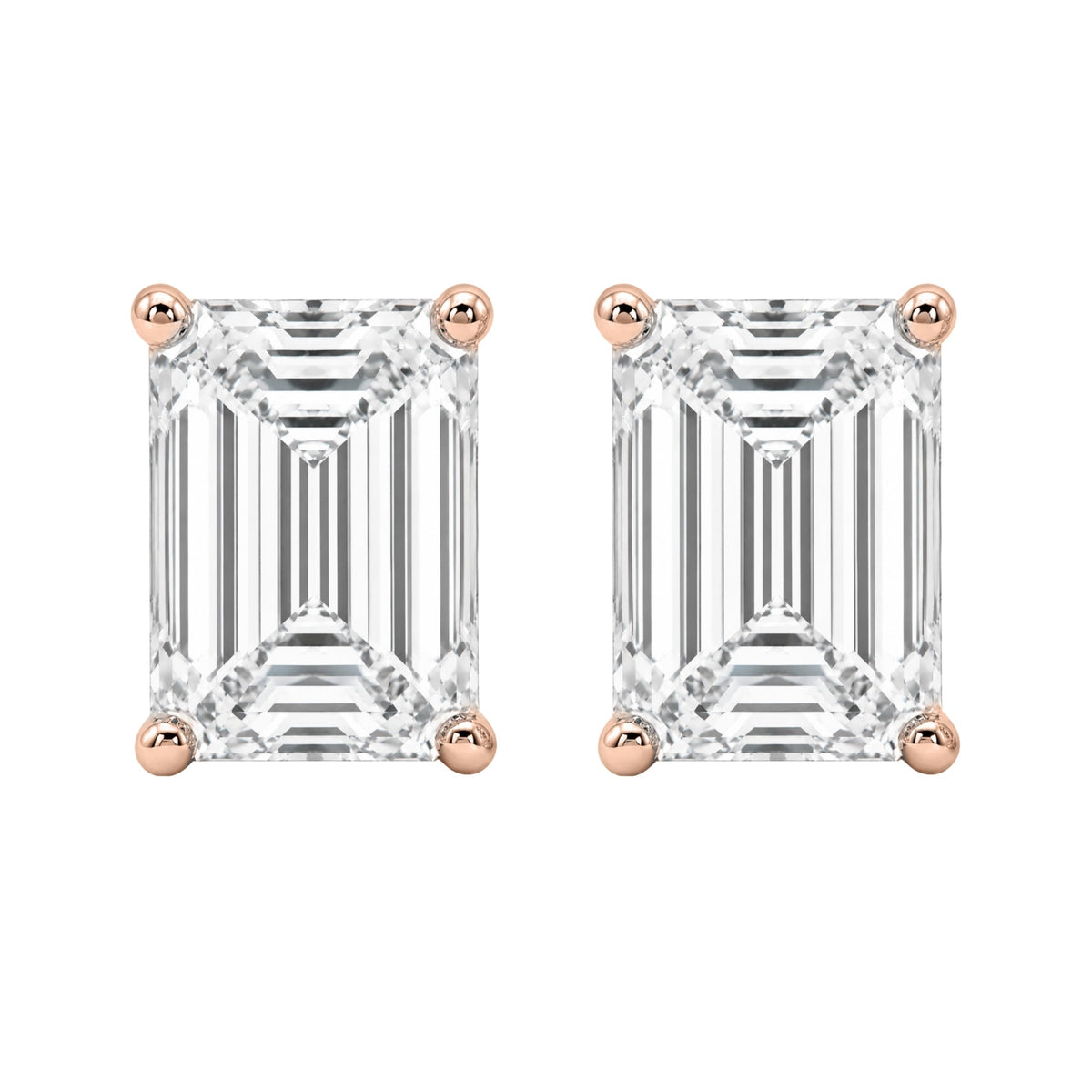 Lab-Grown Diamond Emerald-Cut Stud Earrings in 14K White Gold or 14K Yellow Gold