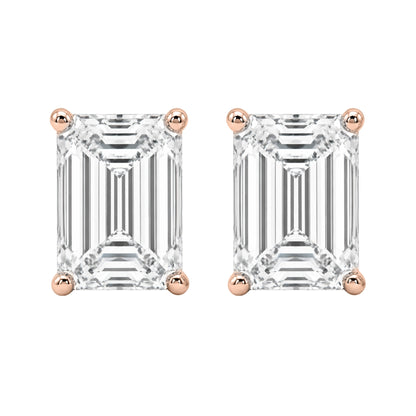 Lab-Grown Diamond Emerald-Cut Stud Earrings in 14K White Gold or 14K Yellow Gold