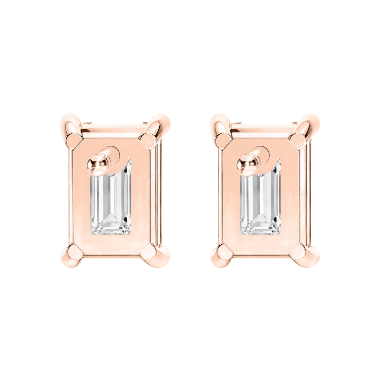 Lab-Grown Diamond Emerald-Cut Stud Earrings in 14K White Gold or 14K Yellow Gold