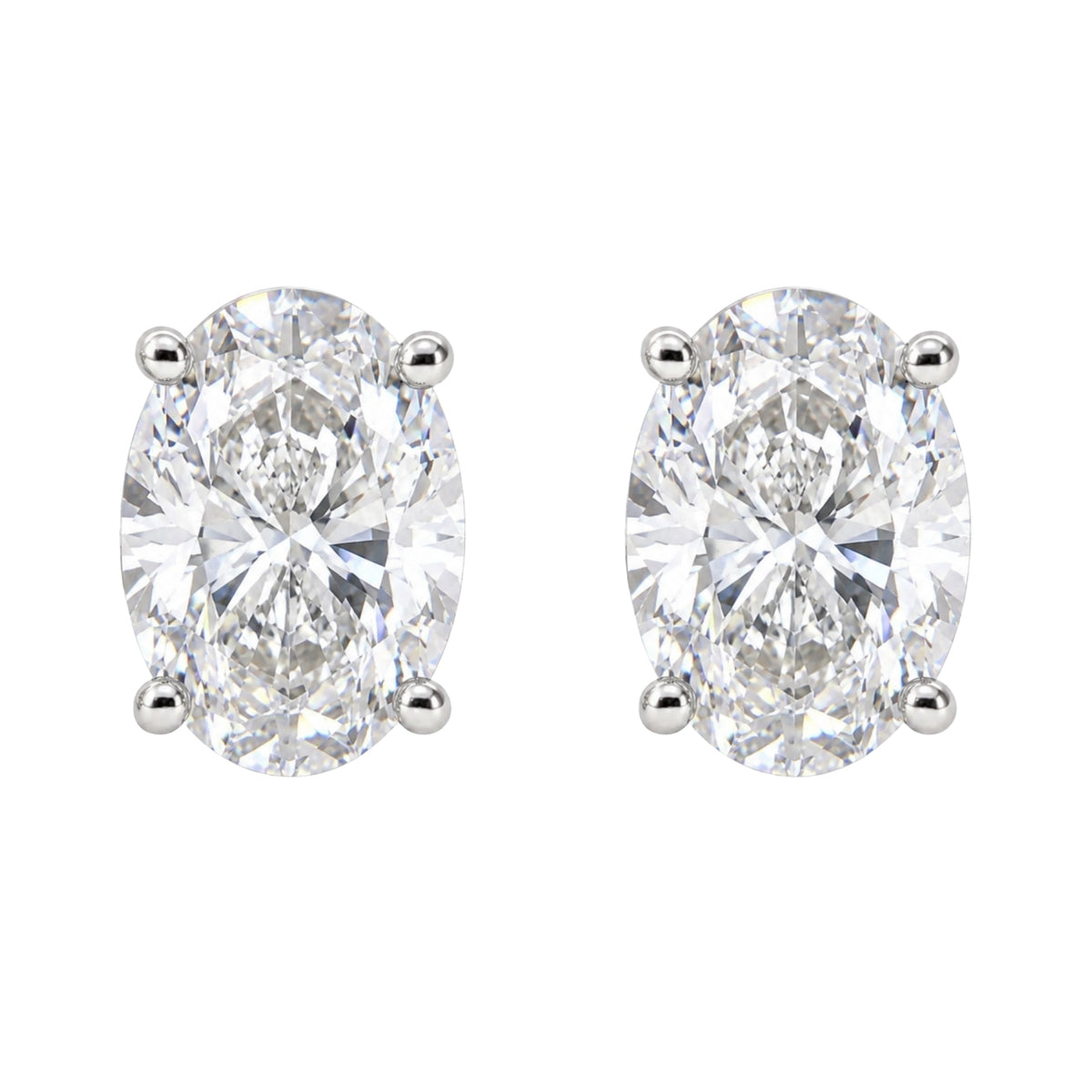 Lab-Grown Diamond Oval Stud Earrings in 14K White Gold or 14K Yellow Gold