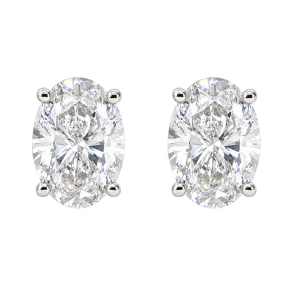 Lab-Grown Diamond Oval Stud Earrings in 14K White Gold or 14K Yellow Gold