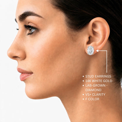 Lab-Grown Diamond Oval Stud Earrings in 14K White Gold or 14K Yellow Gold