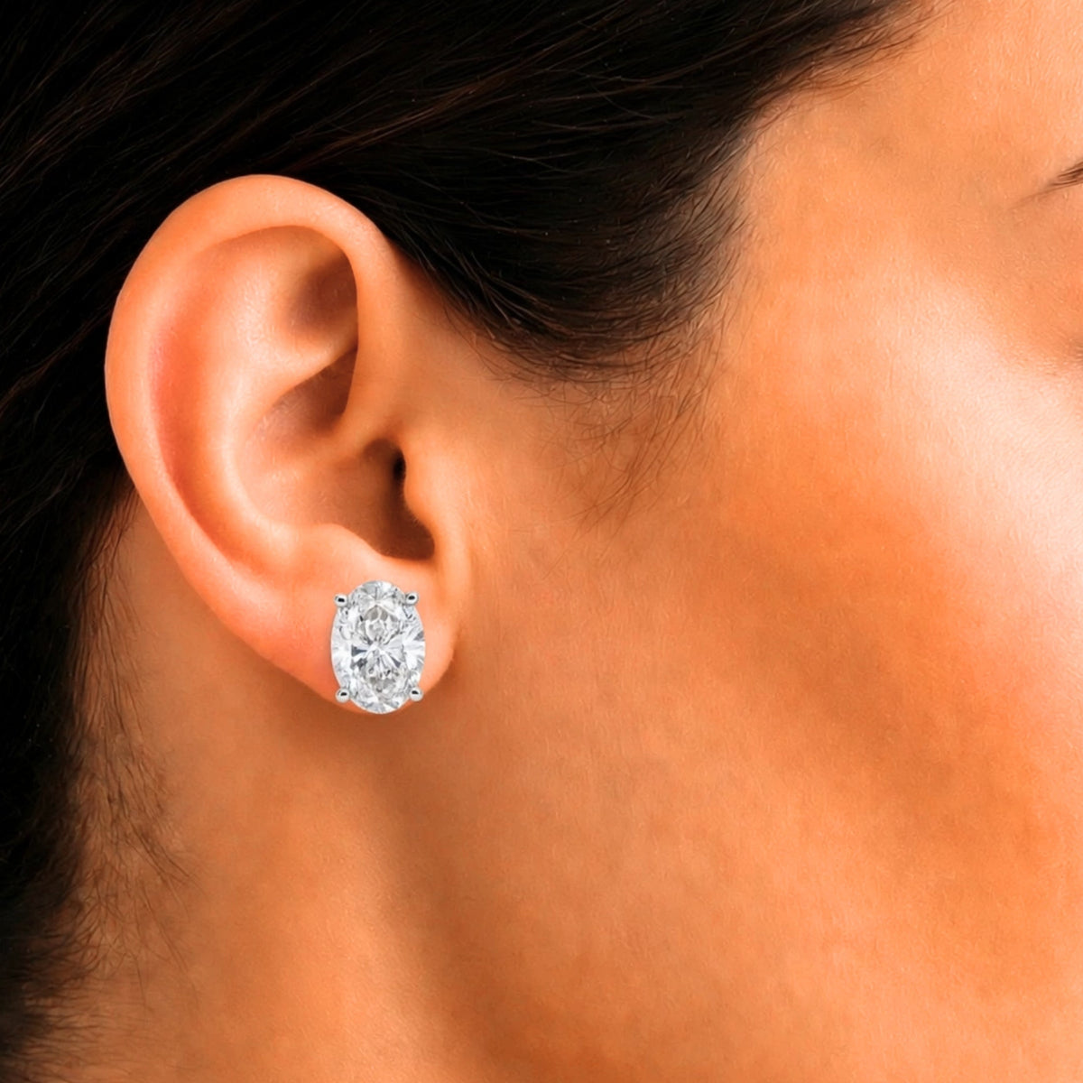 Lab-Grown Diamond Oval Stud Earrings in 14K White Gold or 14K Yellow Gold