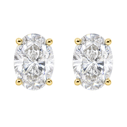 Lab-Grown Diamond Oval Stud Earrings in 14K White Gold or 14K Yellow Gold
