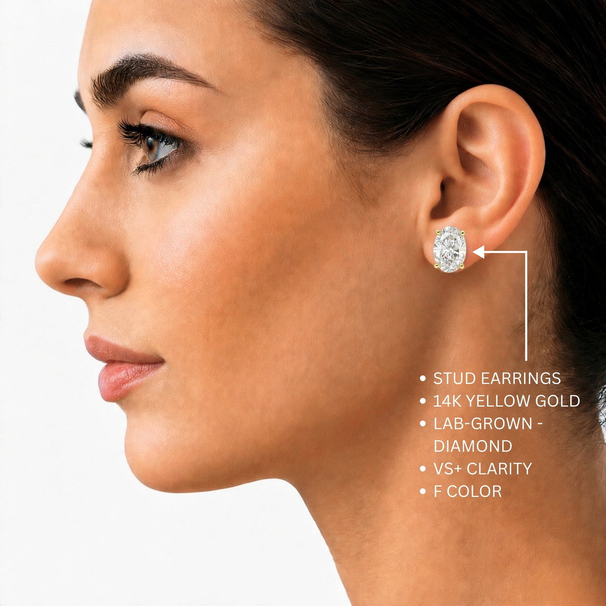 Lab-Grown Diamond Oval Stud Earrings in 14K White Gold or 14K Yellow Gold