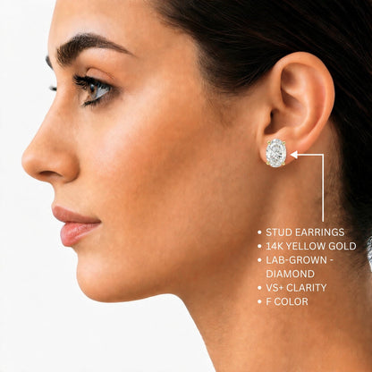 Lab-Grown Diamond Oval Stud Earrings in 14K White Gold or 14K Yellow Gold