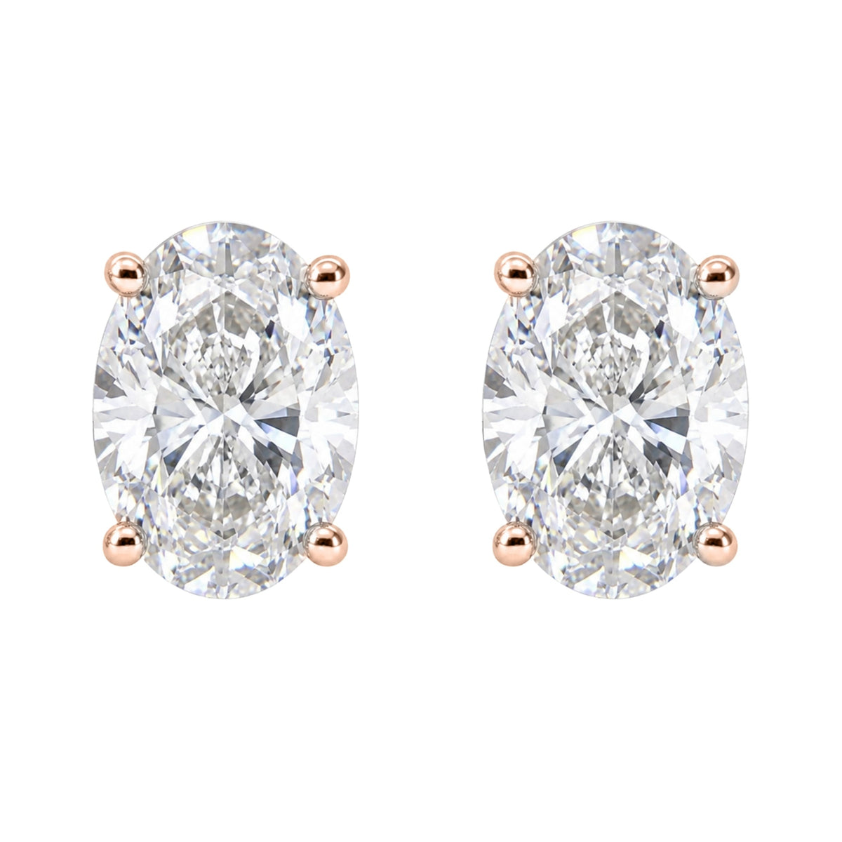 Lab-Grown Diamond Oval Stud Earrings in 14K White Gold or 14K Yellow Gold