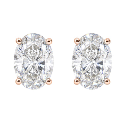 Lab-Grown Diamond Oval Stud Earrings in 14K White Gold or 14K Yellow Gold