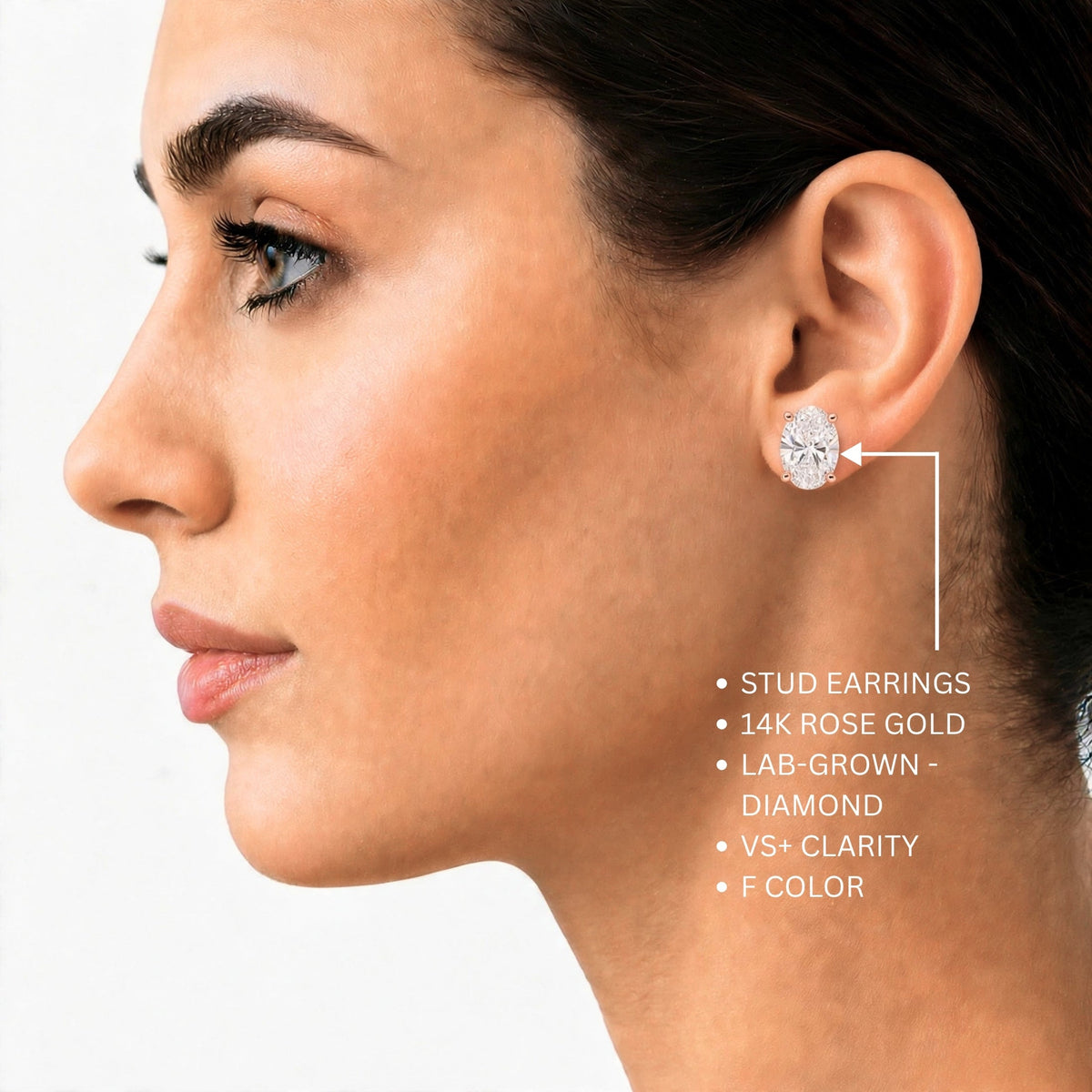 Lab-Grown Diamond Oval Stud Earrings in 14K White Gold or 14K Yellow Gold