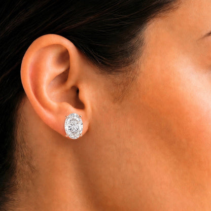 Lab-Grown Diamond Oval Stud Earrings in 14K White Gold or 14K Yellow Gold