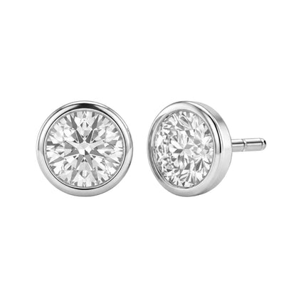 Lab-Grown Diamond Round Bezel Stud Earrings in 14K White Gold or 14K Yellow Gold
