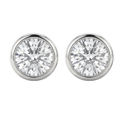 Lab-Grown Diamond Round Bezel Stud Earrings in 14K White Gold or 14K Yellow Gold